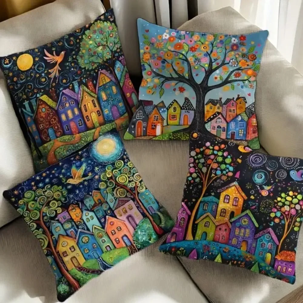 Colorful Artistic 4pc. Pillow Covers Set